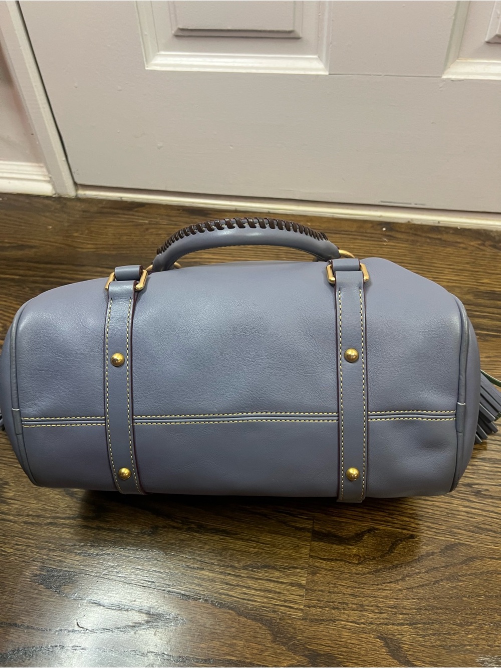 Dooney & Bourke Steel Blue Leather Satchel - Picture 7 of 11
